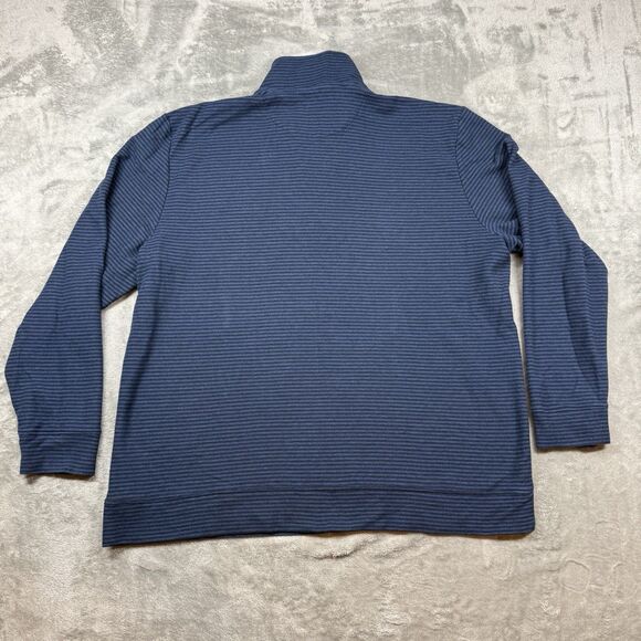 Vineyard Vines Pullover Men’s XXL Blue Black Striped Pima Cotton Mock Neck - Picture 2 of 6